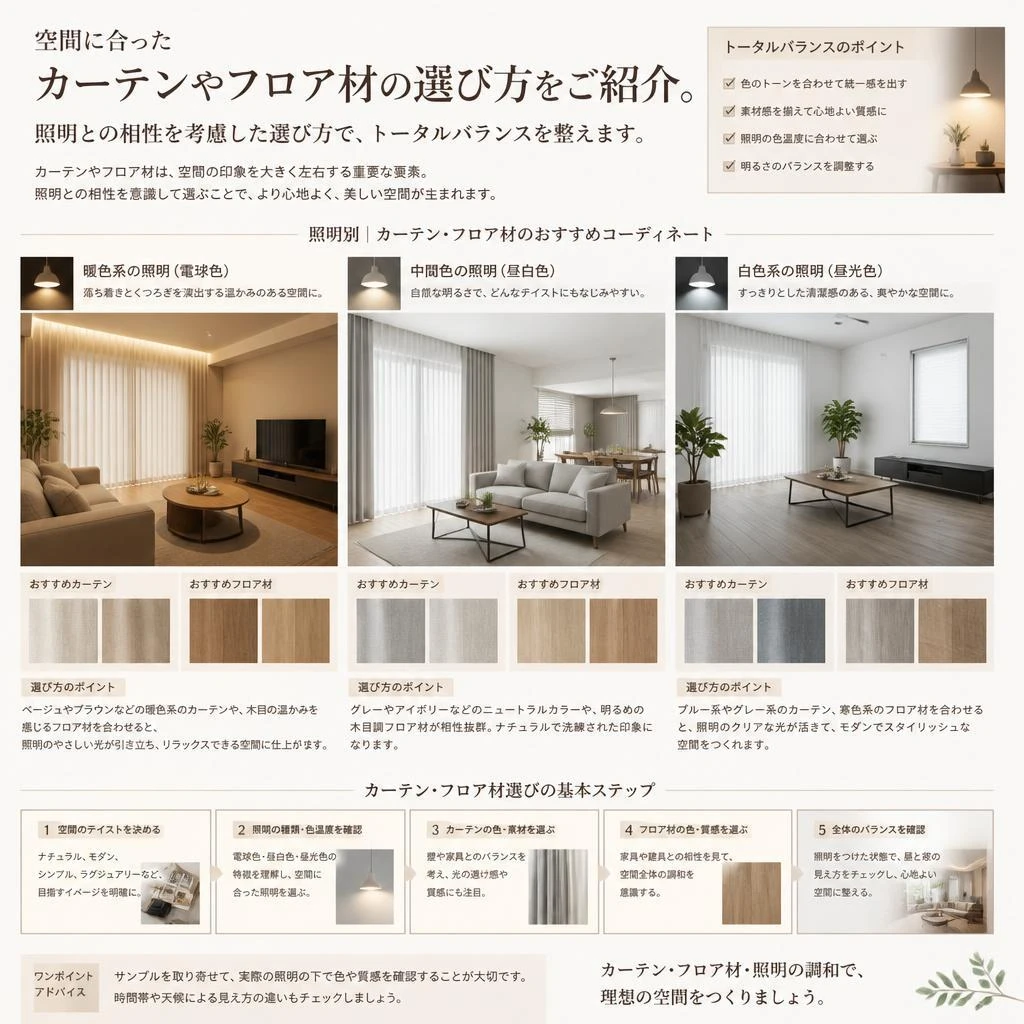カーテンやフロア材の選び方
