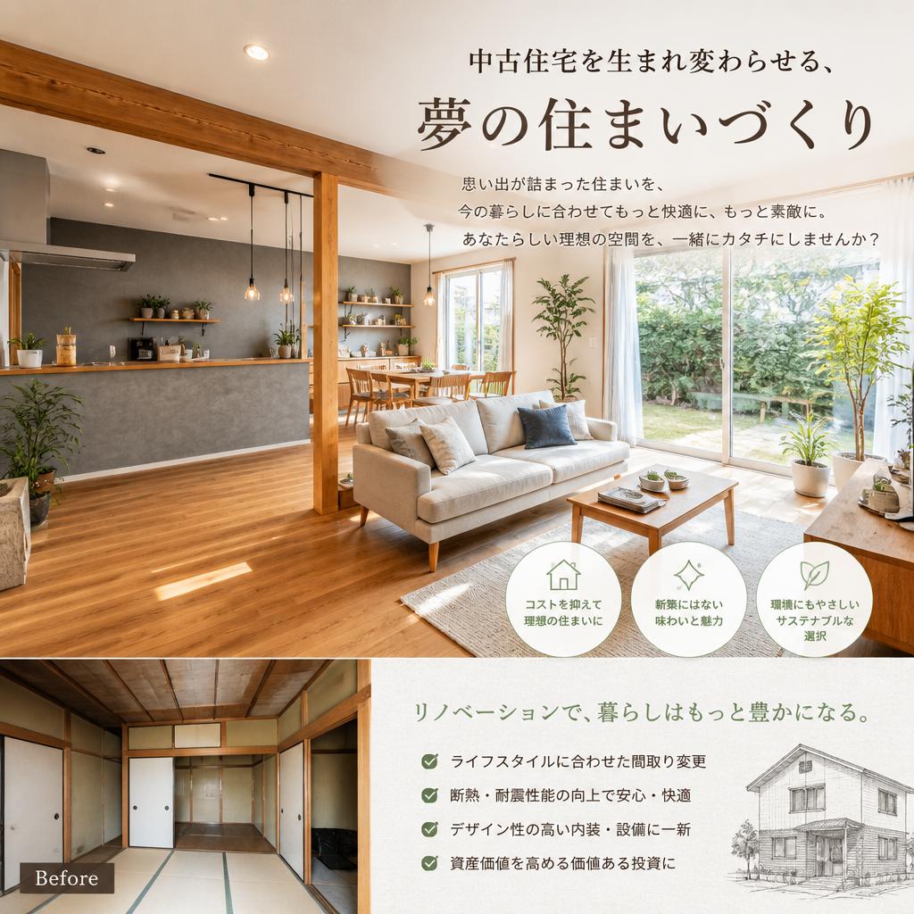 中古住宅を生まれ変わらせる、夢の住まいづくり