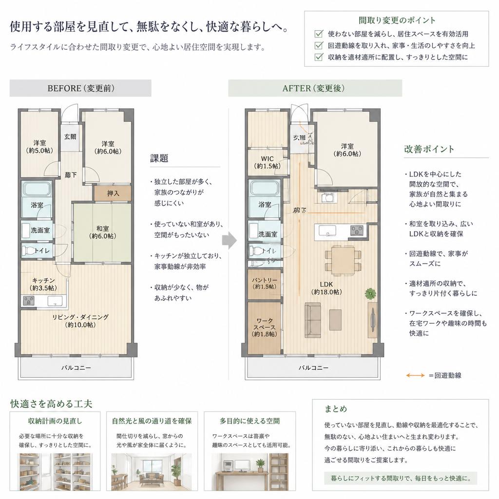 間取り変更で使いやすさをアップ