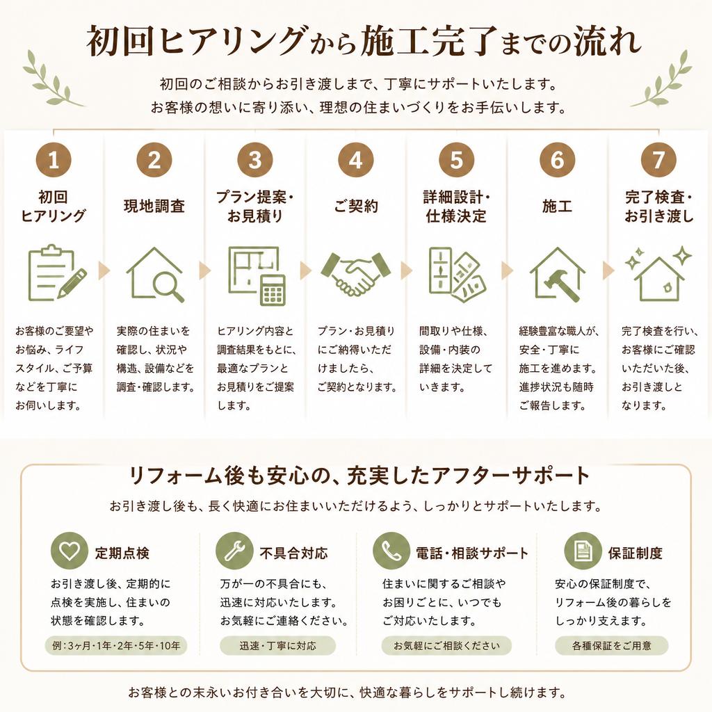 施工の流れと安心のサポート
