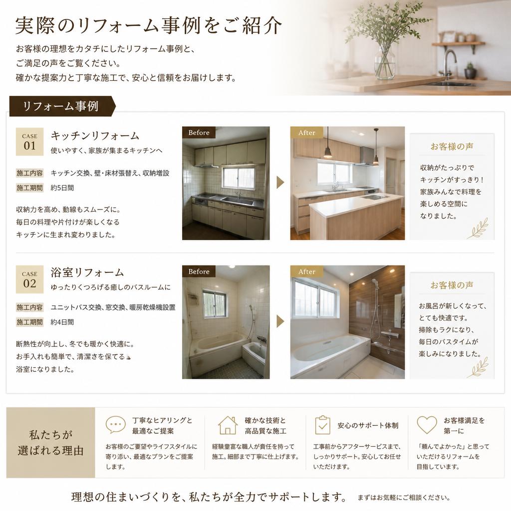 お客様の声 - 施工実績から学ぶ魅力