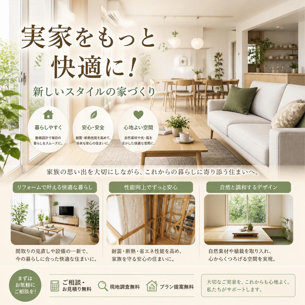 実家をもっと快適に！新しいスタイルの家づくり