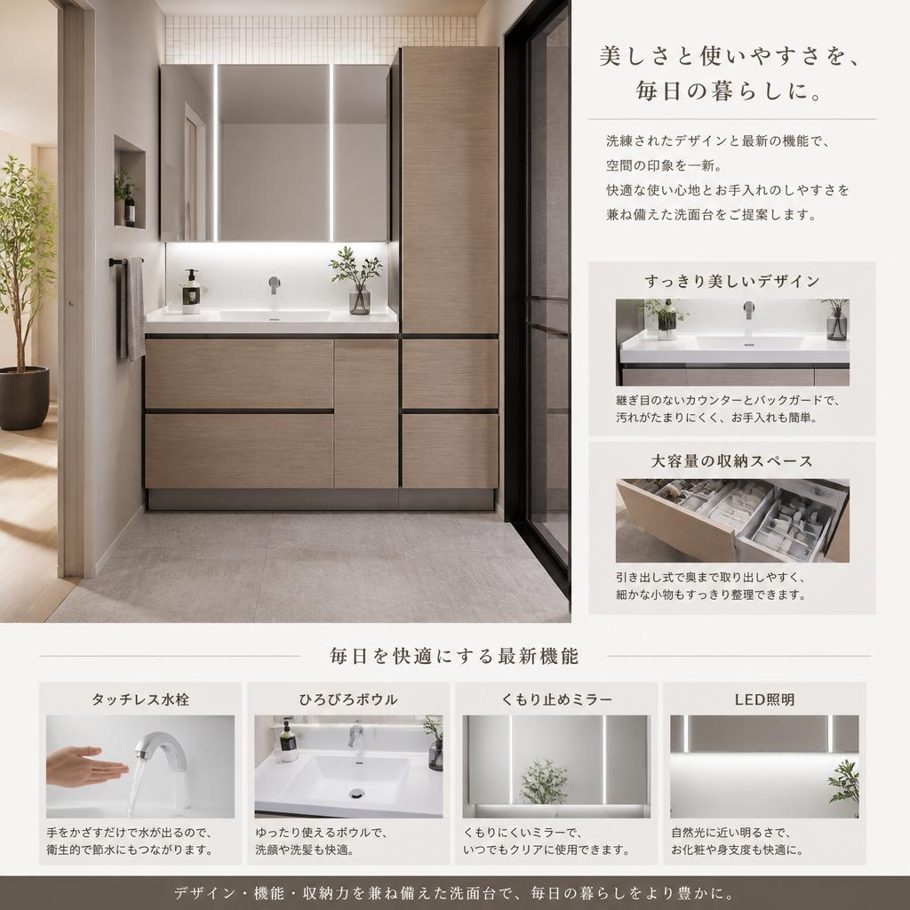 最新の洗面台交換